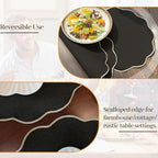 AHHFSMEI Round Faux Linen Placemats Set of 8 Heat Resistant Non-Slip Stain Proof Table Mats for Kitchen Dining Elegant Decor Place Mats (8, Black) - Image 5