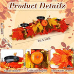 LemonRoad Fall Centerpiece with 3 Candle Holders Thanksgiving Table Decor Maple Leaf & Pumpkin Candleholder for Thanksgiving Harvest Festival Dinning Table Fireplace Mantel - Image 2