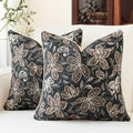 MATTINS Vintage Floral Patterned Throw Pillow Covers 24x24, Black, 2PC by MATTINS