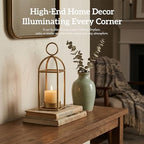 12.3" Outdoor Decorative Lanterns, Metal Candle Lanterns, Farmhouse Lantern Decor, Antique Gold Iron Lantern Candle Holders for Fireplace Mantel, Table Centerpiece,Home Decor - Image 4