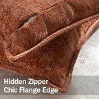 DEZENE Pack of 2 Burnt Orange Fall Decorative Throw Pillow Covers 22x22 Cozy Soft Chenille Accent Vintage Square Couch Pillow Covers for Home Decor Bed Sofa Living Room - Image 2