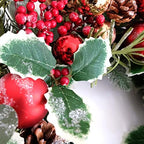 20Inch Christmas Wreath for Front Door - Winter Green Wreath with Holly, Berries, Red and Gold Christmas Balls, Eucalyptus, Pinecones, Xmas Home Decor - Image 7