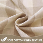 Beige Gingham Oval Tablecloth, Cotton Linen Texture, 60"x102" - Image 4