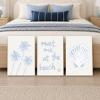 Framed Coastal Granddaughter Wall Art Set of 3, Blue Shell Palm Tree Wall Decor Print Poster, Meet Me At The Beach Room Aesthetics Canvas Painting for Dorm Girly Room Bathroom Decoration 16x24 inch - Image 2