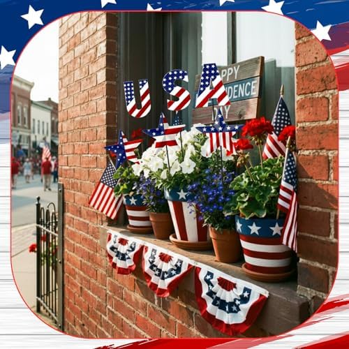 Pickmesh 6 Pcs 12" H 4th July Patriotic Outdoor Decor Metal Star Yard Sign - Image 3