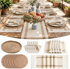 Britimes Table Runner Set,26 Pack, for Farmhouse, Boho Double Stripes by Britimes