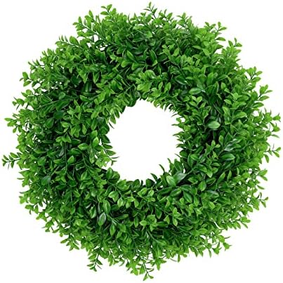 U'Artlines 23.6inch Front Door Boxwood Wreaths, Spring Summer Green Wreath by UArtlines