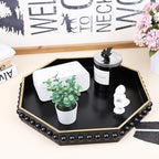 Black Serving Tray for Coffee Table, Octagonal Beaded Plastic Decorative Tray for Ottoman, Kitchen Counter, Living Room, Outdoor Lacquer Tray for Entertaining - Image 2