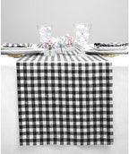 Solino Home 100% Pure Linen Table Runner Black, Gingham Check 14 x 90 in by SolinoHome