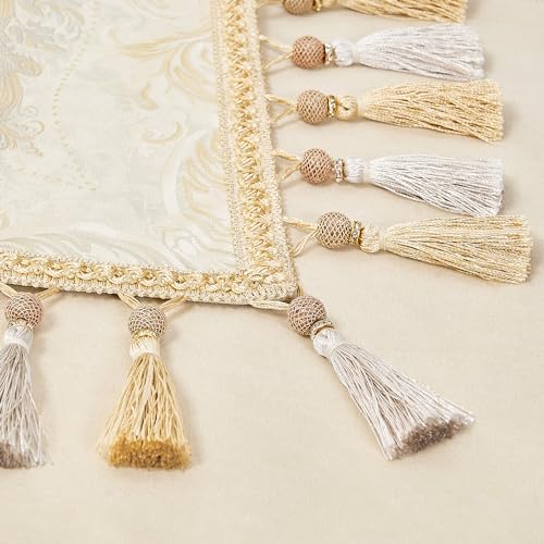 Loom and Mill Elegant Damask Table Runner 13x72 inch, Champagne Gold - Image 5