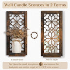 Wall Candle Holder Set of 2 with RealMirror, Distressed Brown - Image 4