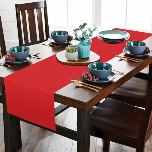 12 Pack Red Polyester Table Runner,12x72 inch Christmas Table Runner Washable and Reusable Rustic Farmhouse Polyester Table Runners for Wedding Birthday Parties Graduations Christmas Decor - Image 7