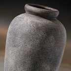 Large Rustic Terracotta Vase, 11 inch Tall Ceramic Flower Vase, Clay Farmhouse Decorative Vases for Flowers, Living Room, Shelf, Entryway, Home Decor, Grey - Image 7