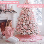 Arrowbash Pink 48 Inch Christmas Tree Skirt Velvet Scallop Ddge - Image 2
