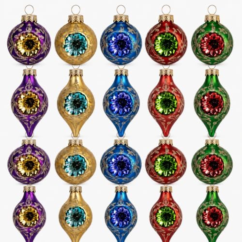 16 Pcs Vintage Glass Christmas Ornament Reflector Decor, Retro by Wavyknot