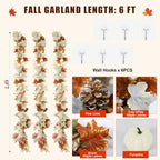 LEBALEY 3 Pack 18 FT Lighted Fall Garland for Mantel with LED Lights - Image 2