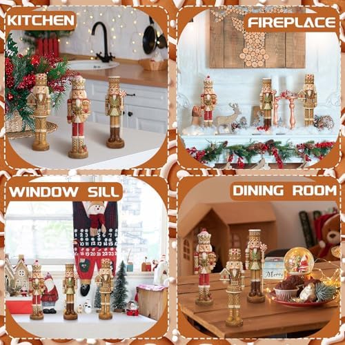 Simgoing 3 Pcs Gingerbread Nutcracker Figures Resin Christmas Nutcracker - Image 4