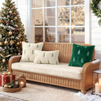 MIULEE Christmas Decorative Faux Fur Pillow Covers 20x20 Inch Beige Green - Image 4
