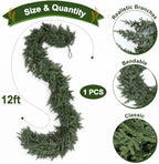 Jutom 1 Pcs 12 ft Artificial Cedar Garland for Christmas - Image 2