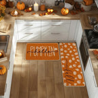 Artoid Mode Orange Hello Pumpkin Fall Kitchen Mats Set of 2 - 17x29+17x47" - Image 2