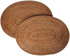 KOUBOO Rattan Oval Placemats Set of 2, Boho Dining Table Mat Honey Brown by KOUBOO
