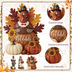 Simgoing 3 Pcs Fall Thanksgiving Figurine Resin Turkey Pilgrims Table Decor - Image 2