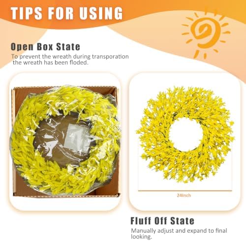 24 Inch Artificial Yellow Forsythia Wreaths Spring Summer Fall Wreath - Image 4