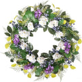 Idyllic 24 Inch Spring Summer Wreath for Front Door - Artificial Blueberry Bunch Wreath with White Purple Flowers Floral Decor for Window Mantel Wedding Indoor Outdoor Home Decoration by idyllic