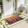 2 PCS Lavender Floral Welcome Door Mat Set, 17"x30" Coir Doormat with Non-Slip Backing & Green White Striped Mat, Farmhouse Spring Doormat for Front Porch, Patio, Entryway Spring Home Decor by Unknown