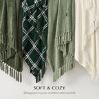 EverGrace Chenille Knit Throw Blanket for Couch, 50"x60", Olive Green - Image 7