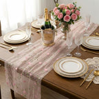 Ebrima 3 PCS Pink Floral Table Runner 9.2FT Embroidery Tulle FlowerTable Runner Mesh Lace Fabric for Home Garden Wedding Party Dining Table Decor DIY Craft (3) - Image 6