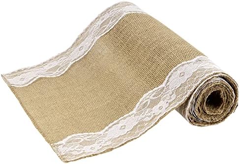 JOIKIT 10 Pack 12 x 108 inch Burlap Lace Table Runner, Rustic Natural Jute Wedding Table Runner Decoration with White Lace for Country Wedding Party Dinner Thanksgiving Christmas - Image 4
