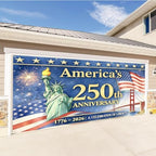 6x13FT Ameri-ca's 250th Anniversary Garage Door Banner, Liberty Statue and Golden Gate Bridge Design, Celebrate 1776–2026, Patriotic Outdoor Decor for Independence Day, Memorial Day - Image 3