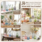36Pcs Bulk Colored Glass Bud Vases Set,Mini Small Flower Vases for Wedding - Image 6