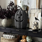 Halloween Decorations Outdoor - Black Handmade Terracotta Jack O Lantern - Image 4