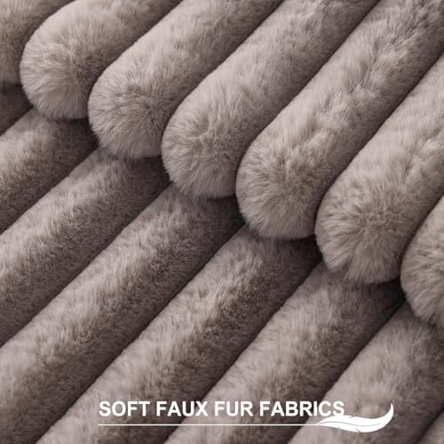 Pallene Faux Fur Throw Pillow Covers 22x22 Set of 2, Light Coffee - Image 2