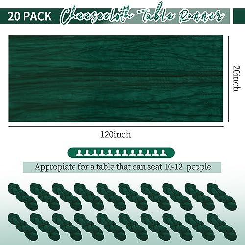 20 Pack Emerald Green Table Runner 10Ft Cheesecloth Table Runner Boho Gauze Cheese Cloth Table Runners Romantic Long Sheer Fabric Table Runners for Wedding Party Bridal Shower - Image 2