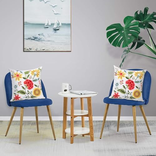 Pack of 2 Embroidered Decorative Throw Pillow Cover 18x18 Inch Farmhouse Floral Pillowcase for Living Room Sofa Bed (Boho Flower) - Image 3