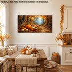 WAXWHELK Fall Canvas Wall Art Pumpkin Harvest Forest Path Painting Pictures Rustic Farmhouse Autumn Thanksgiving Artwork for Living Room Bedroom Home Decor, (20"x40") - Image 3