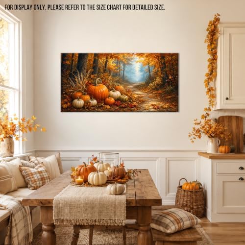 WAXWHELK Fall Canvas Wall Art Pumpkin Harvest Forest Path Painting Pictures Rustic Farmhouse Autumn Thanksgiving Artwork for Living Room Bedroom Home Decor, (30"x60") - Image 3