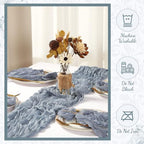 Pcs Cheesecloth Napkins and Table Runners Set, 10 ft Cheese Cloth Table Runners Boho Wedding Decor Rustic Wrinkled Gauze Napkins for Wedding Birthday Party Baby Shower(Gray Blue,26) - Image 5