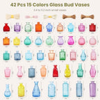 42 Pcs Vases Bulk Colored Glass Bud Vases,Mini Small Colored Vintage Vases - Image 4