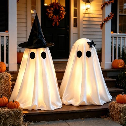 Halloween Decorations Indoor, 2 Packs Spooky Light Up Ghosts - Image 6