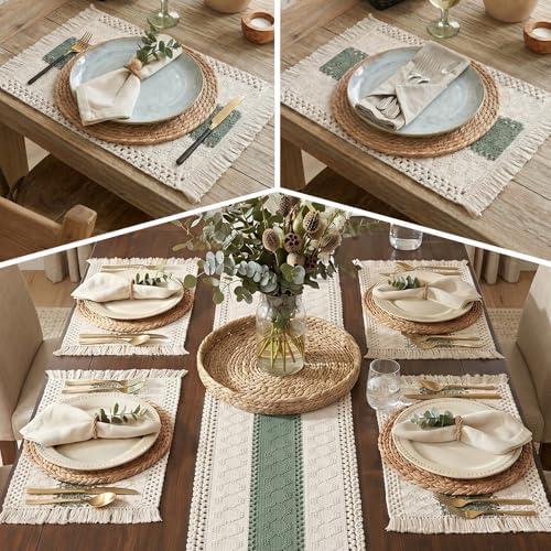 Britimes Table Runner Set, 26 Pack, for Farmhouse Decor, Boho Sage Green - Image 7