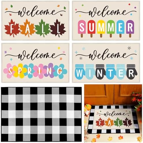 Drydiet 5 Pcs Seasonal Doormat Combo Set, Fall Winter Spring Summer,Cute by Drydiet