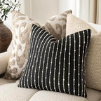 Foindtower Decorative Striped Boucle Throw Pillow Covers 22x22 Inch Black - Image 5