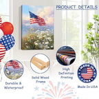 July 4th Patriotic Canvas Wall Art 4th of July USA Decorations American Flag Painting Picture Patriotic Floral Poster Independence Day Home Decor 16x20in - Image 4