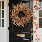 26" Artificial Fall Eucalyptus Wreath with Seeds for Front Door(Orange) - Image 3