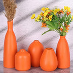 Orange Ceramic Small Vase Set of 5 - Modern Orange Decor Small Bud Vases for Floral Arrangements, Centerpieces for Weddings, Dinner Parties, Table Settings, Foyer, Bathroom Decorations - Image 7