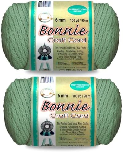 Pepperell Crafts Bonnie Braid Macrame Cord | 6mm x 100yd Sage (Value 2-Pack) | Twisted Polypropylene Cord for DIY Crafts, Plant Hangers, Wall Hangings, Crochet & Macrame | Long-Lasting, Vibrant Color by PepperellCrafts